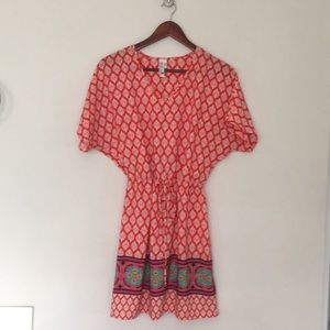 Pink Owl Colorful Drawstring Dress sz S